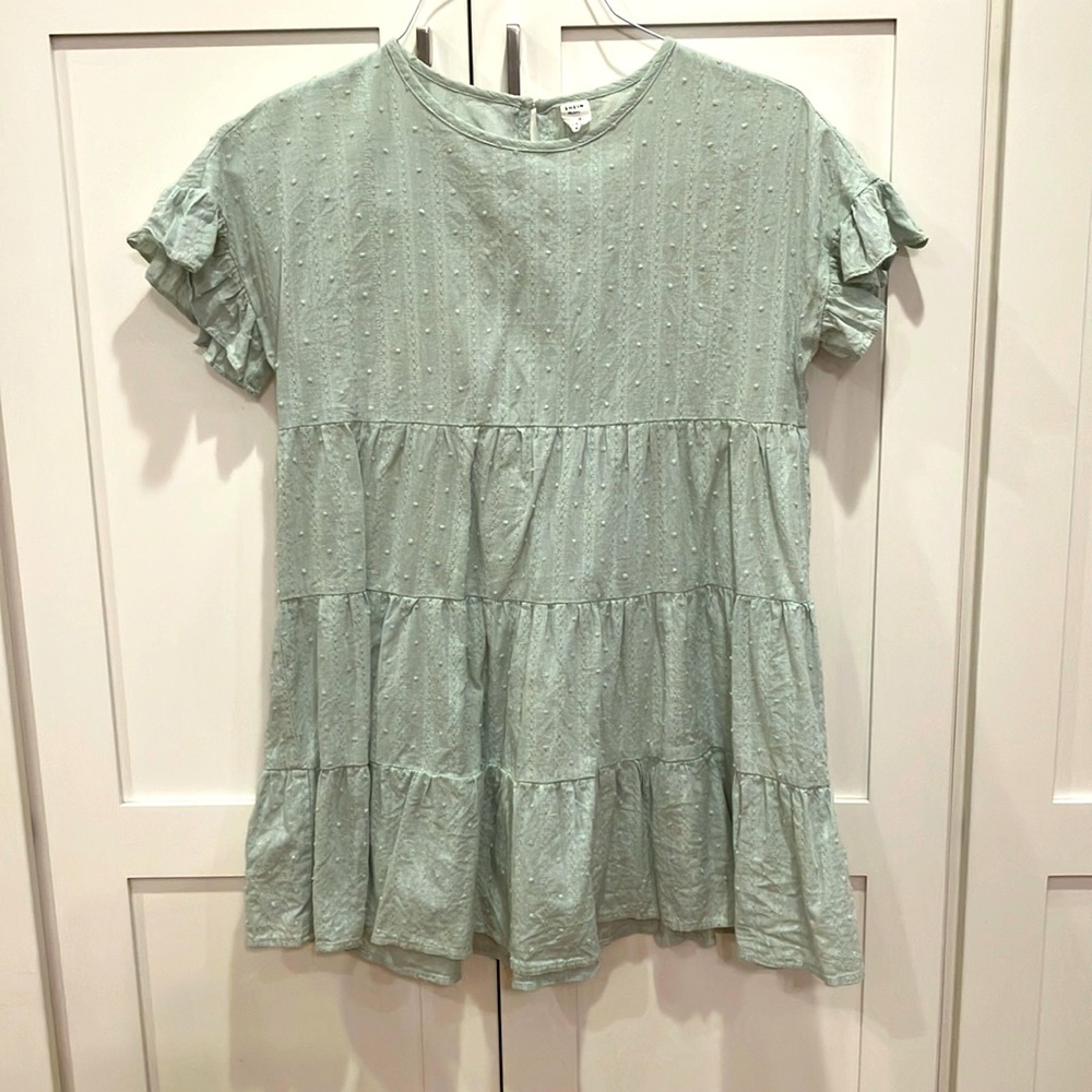 Ruffle sage green tiered dress